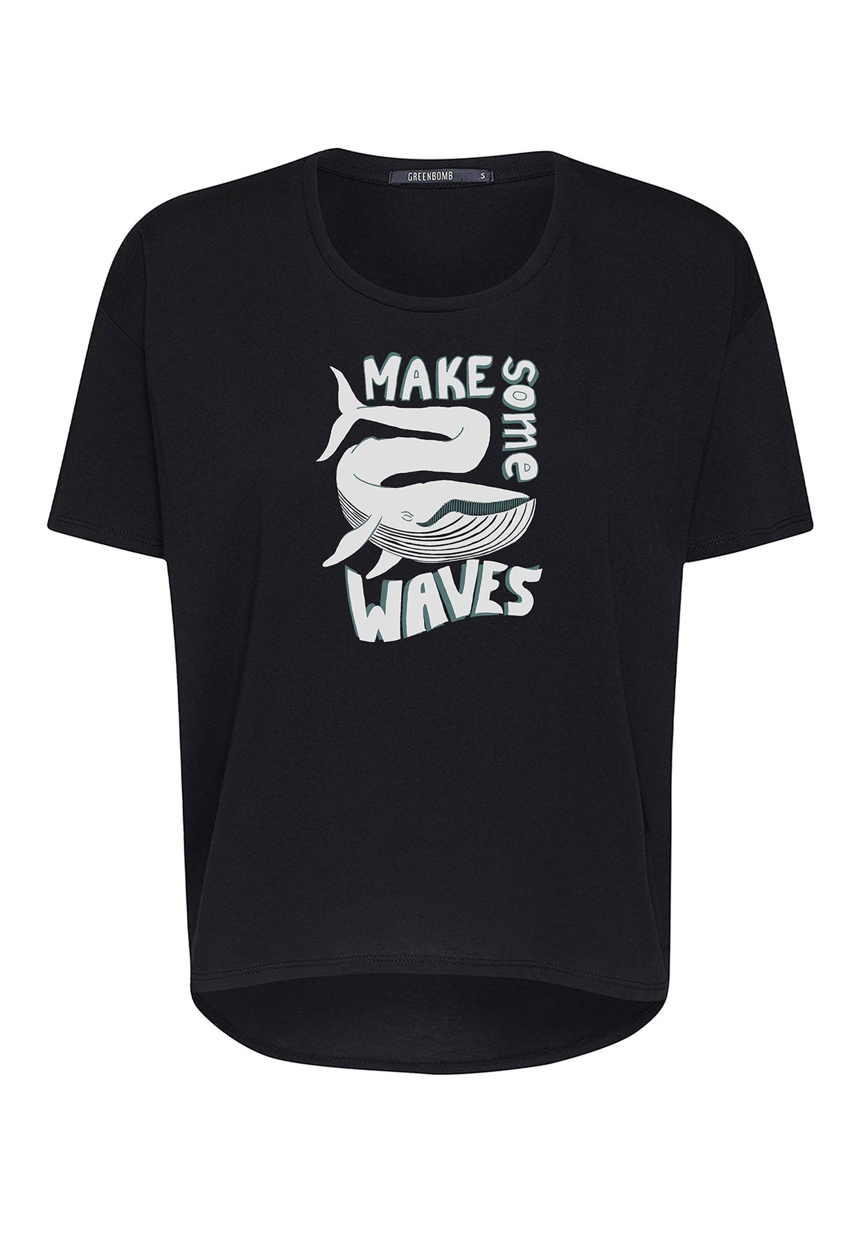 Black: Lässiges T-Shirt aus Bio-Baumwoll-Mix für Damen [7365]