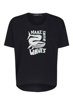 Black: Lässiges T-Shirt aus Bio-Baumwoll-Mix für Damen [7365]