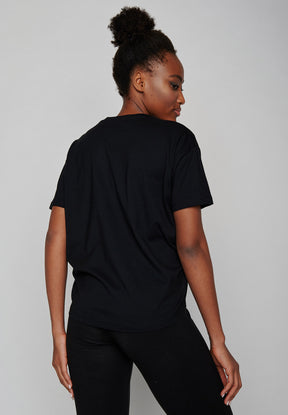 Black: Lässiges T-Shirt aus Bio-Baumwoll-Mix für Damen [7369]