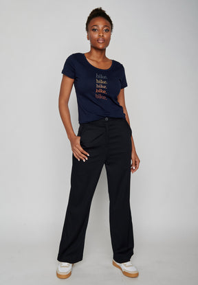 Dark Navy: Sportliches T-Shirt aus Bio-Baumwolle für Damen [7433]