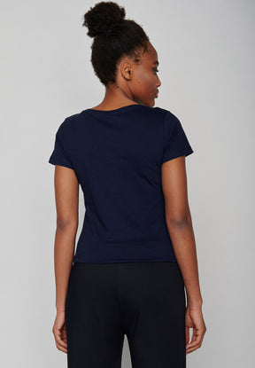 Dark Navy: Sportliches T-Shirt aus Bio-Baumwolle für Damen [7435]
