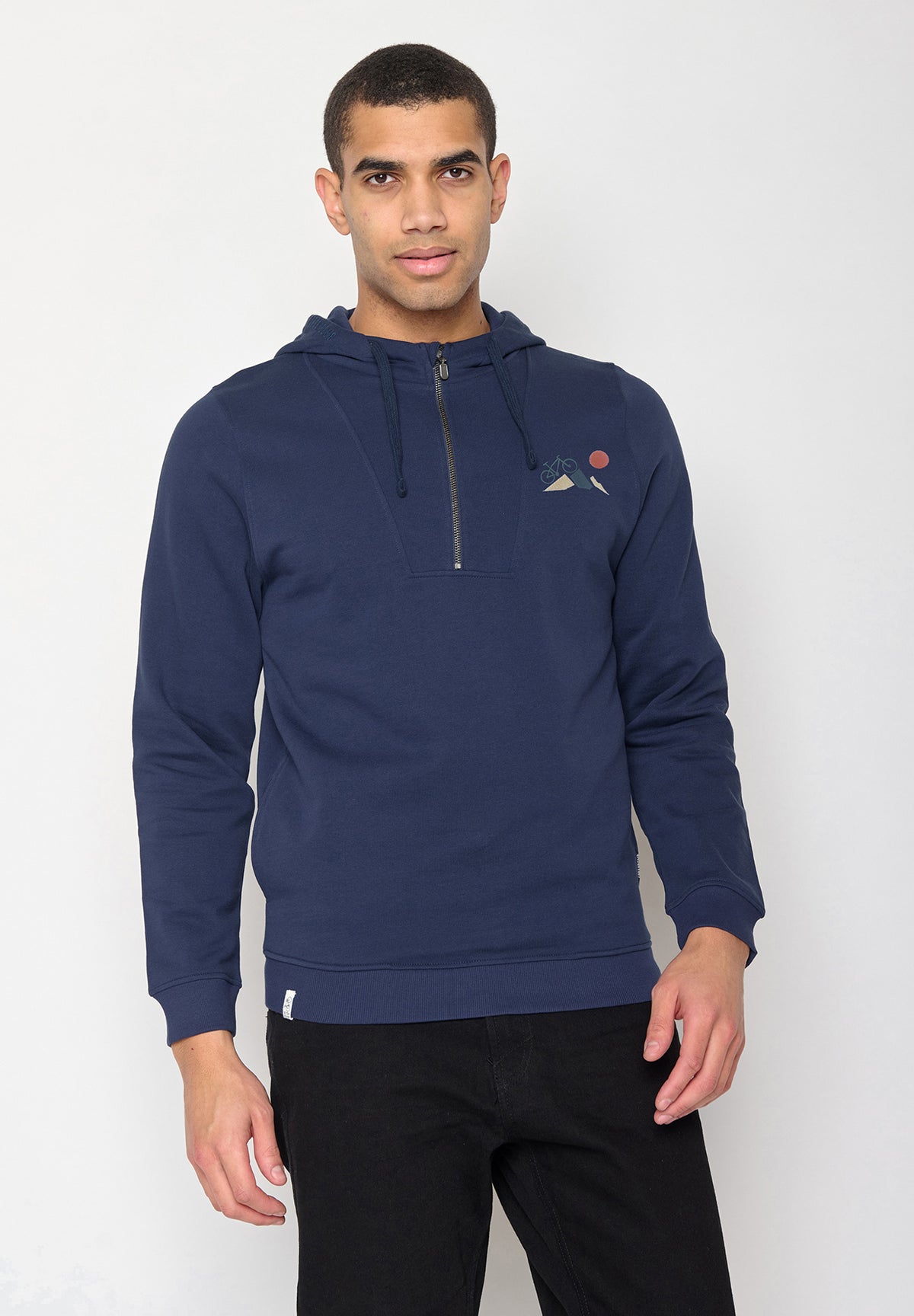 Blauer Lässiger Half-Zip aus Bio-Baumwolle für Herren (1)