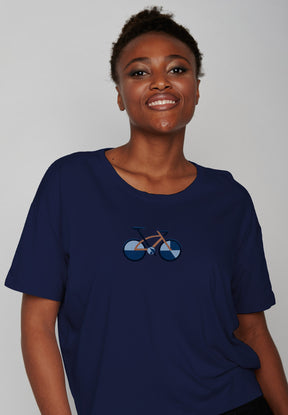 Navy: Lässiges T-Shirt aus Bio-Baumwoll-Mix für Damen [7465]
