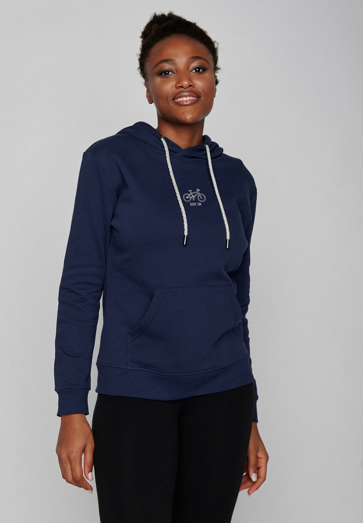 Navy: Gemütlicher Hoodie aus Bio-Baumwolle für Damen [7500]