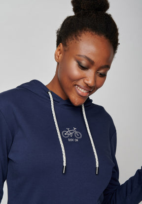 Navy: Gemütlicher Hoodie aus Bio-Baumwolle für Damen [7502]