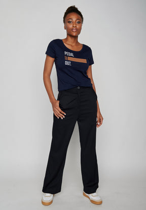 Dark Navy: Lässiges T-Shirt aus Bio-Baumwolle für Damen [7551]