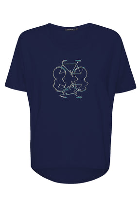 Navy: Lässiges T-Shirt aus Bio-Baumwoll-Mix für Damen [7565]