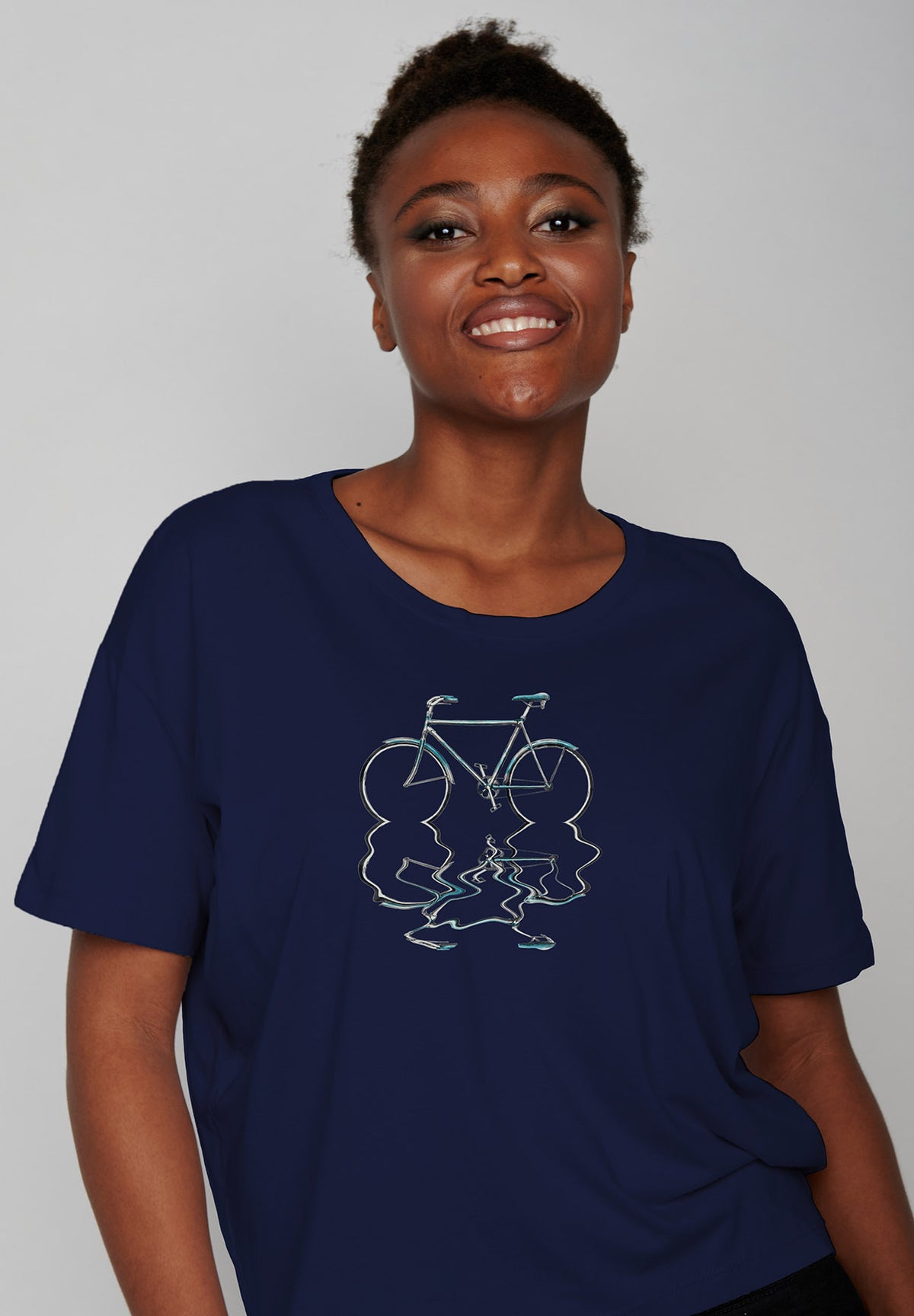 Navy: Lässiges T-Shirt aus Bio-Baumwoll-Mix für Damen [7567]