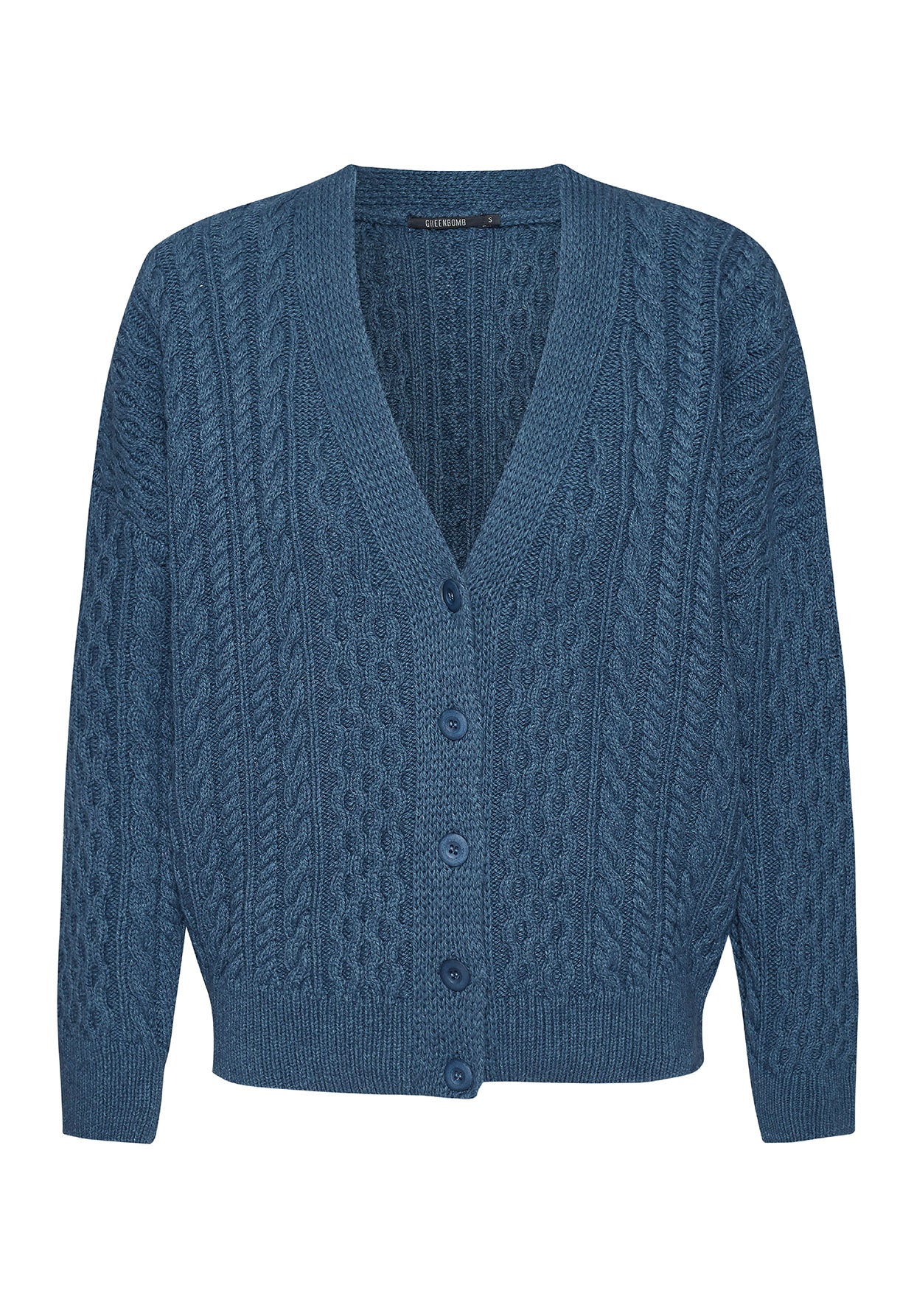 Blauer Gemütliche Strickjacke aus Bio-Baumwolle für Damen (35)