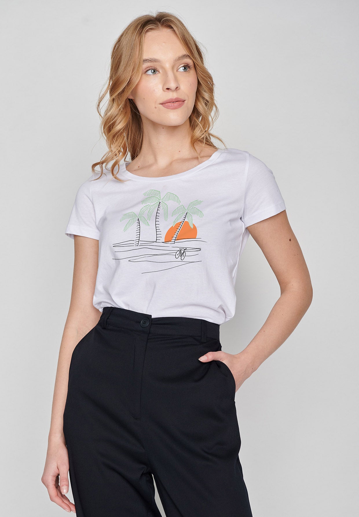 Weißer Lässiges T-Shirt aus Bio-Baumwolle für Damen (1)