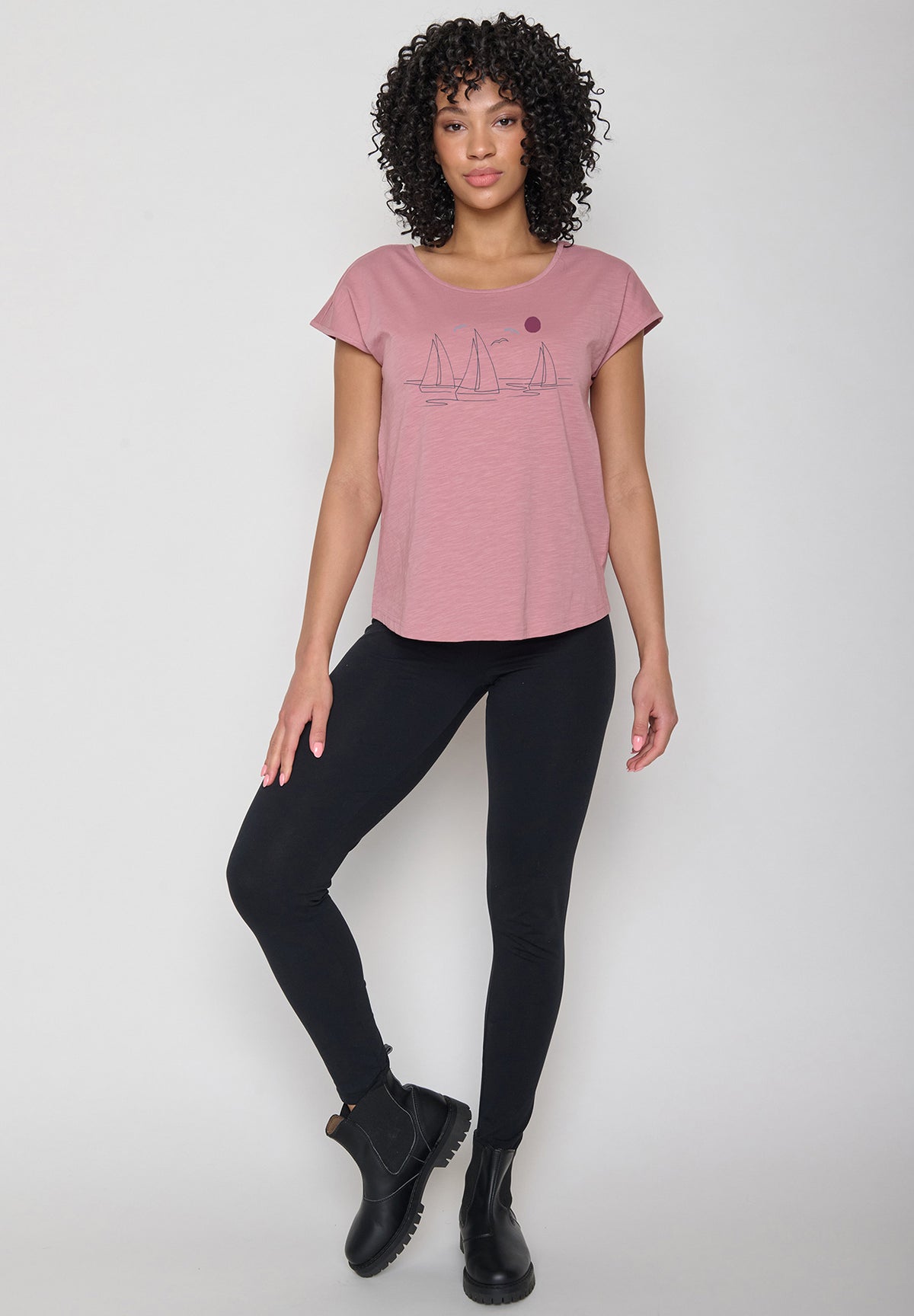 Rosa Sportliches T-Shirt aus Bio-Baumwolle für Damen (2)