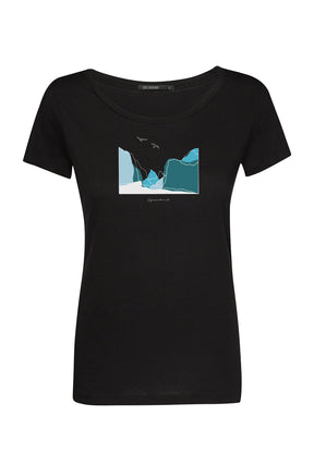 Black: Lässiges T-Shirt aus Bio-Baumwolle für Damen [7702]