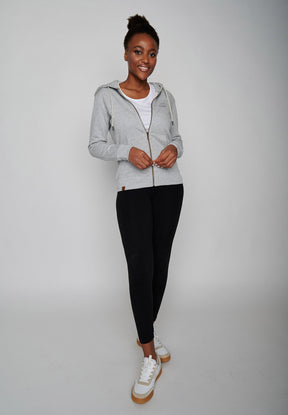Heather Grey: Gemütliche Zipjacke aus Bio-Baumwolle für Damen [7784]