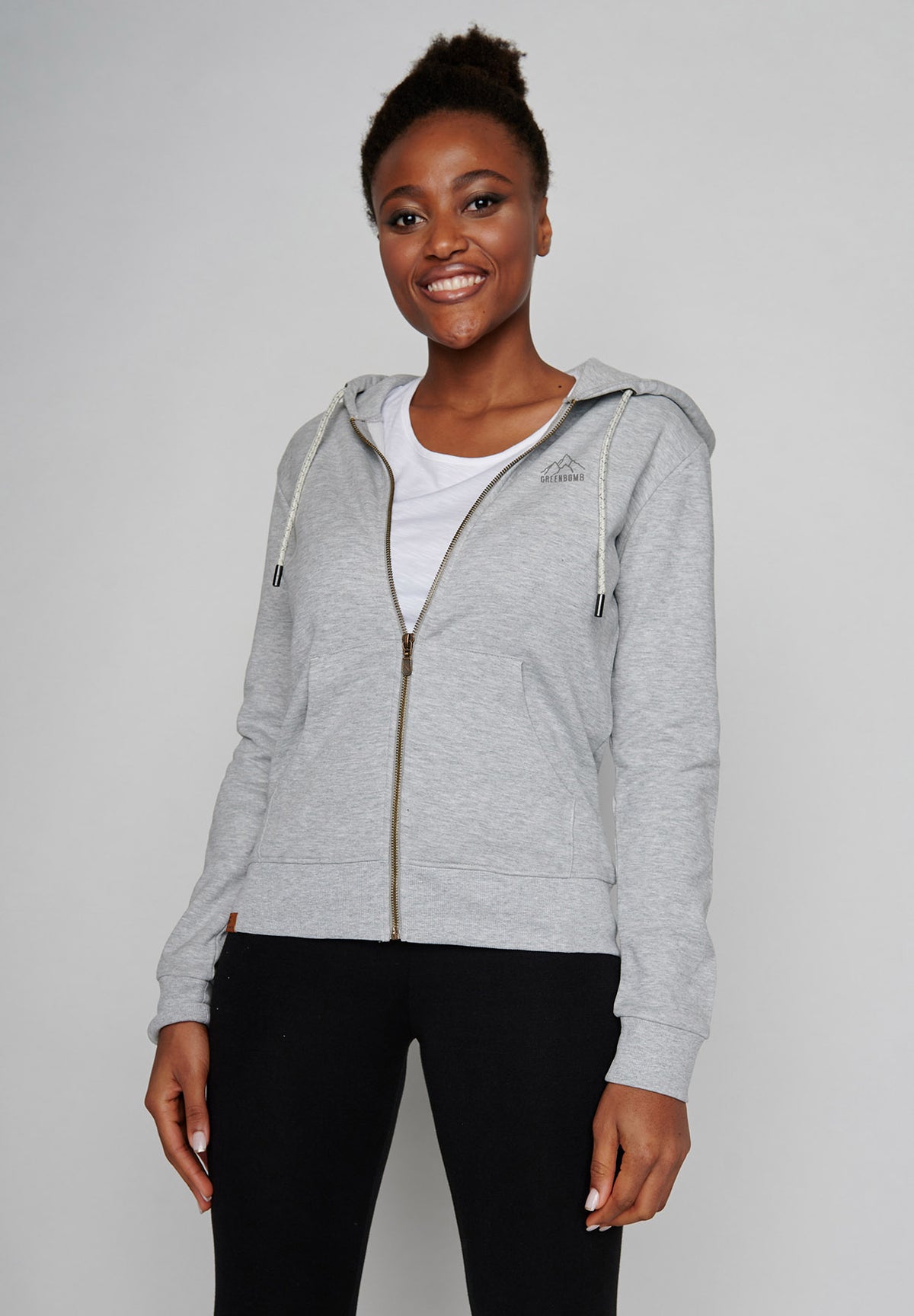 Heather Grey: Gemütliche Zipjacke aus Bio-Baumwolle für Damen [7786]
