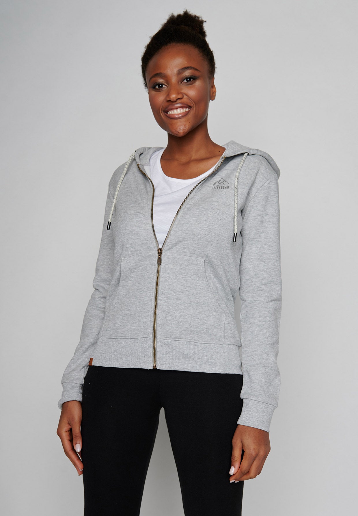 Heather Grey: Gemütliche Zipjacke aus Bio-Baumwolle für Damen [7786]