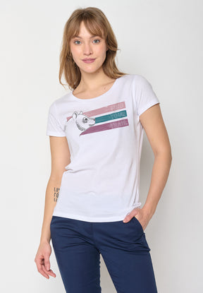 Weißer Lässiges T-Shirt aus Bio-Baumwolle für Damen (2)