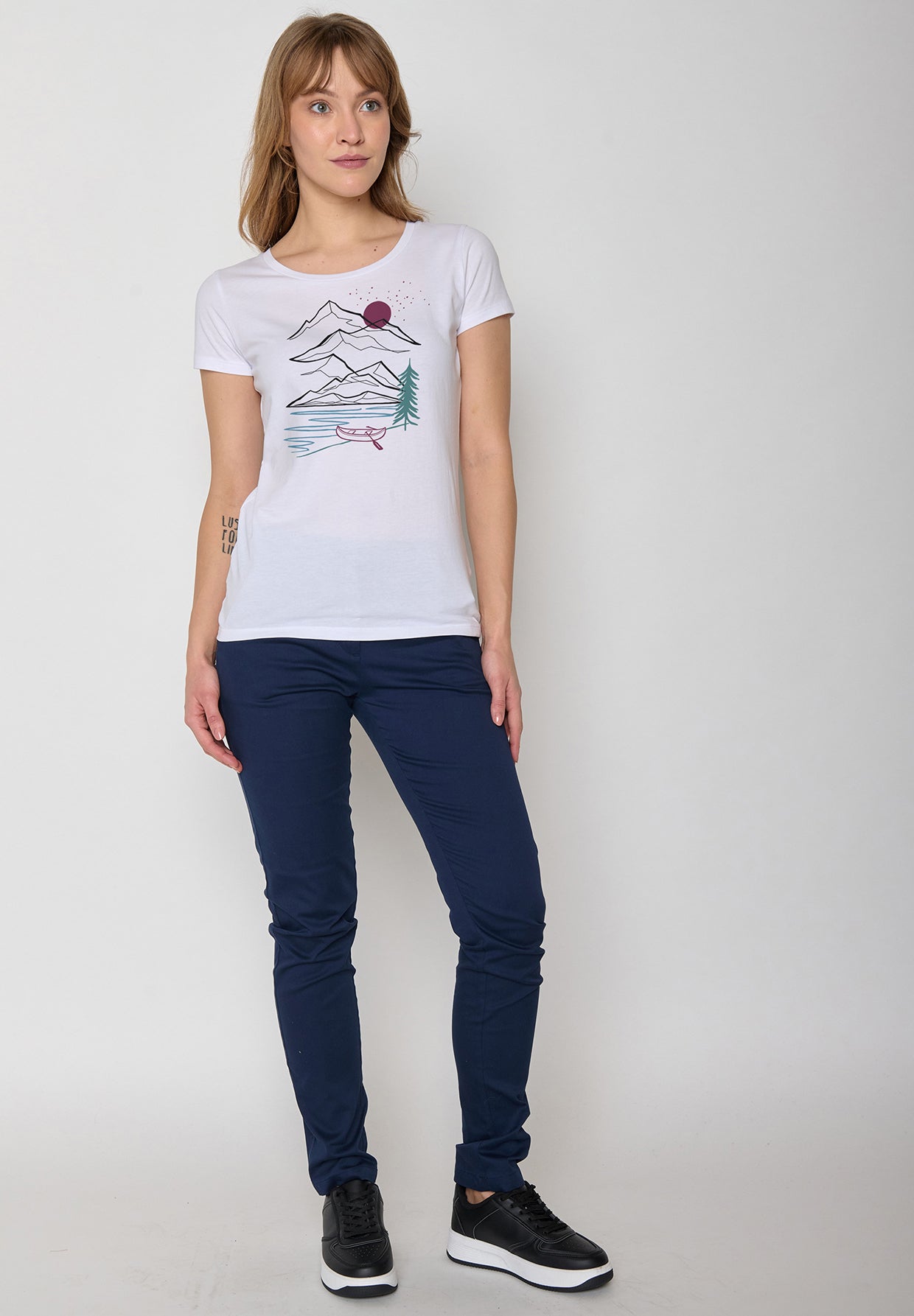 Weißer Lässiges T-Shirt aus Bio-Baumwolle für Damen (3)