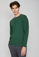 Bottle Green: Elegantes Longsleeve aus Bio-Baumwolle für Herren [7887]
