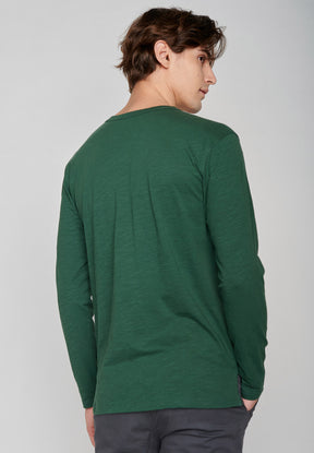 Bottle Green: Elegantes Longsleeve aus Bio-Baumwolle für Herren [7890]