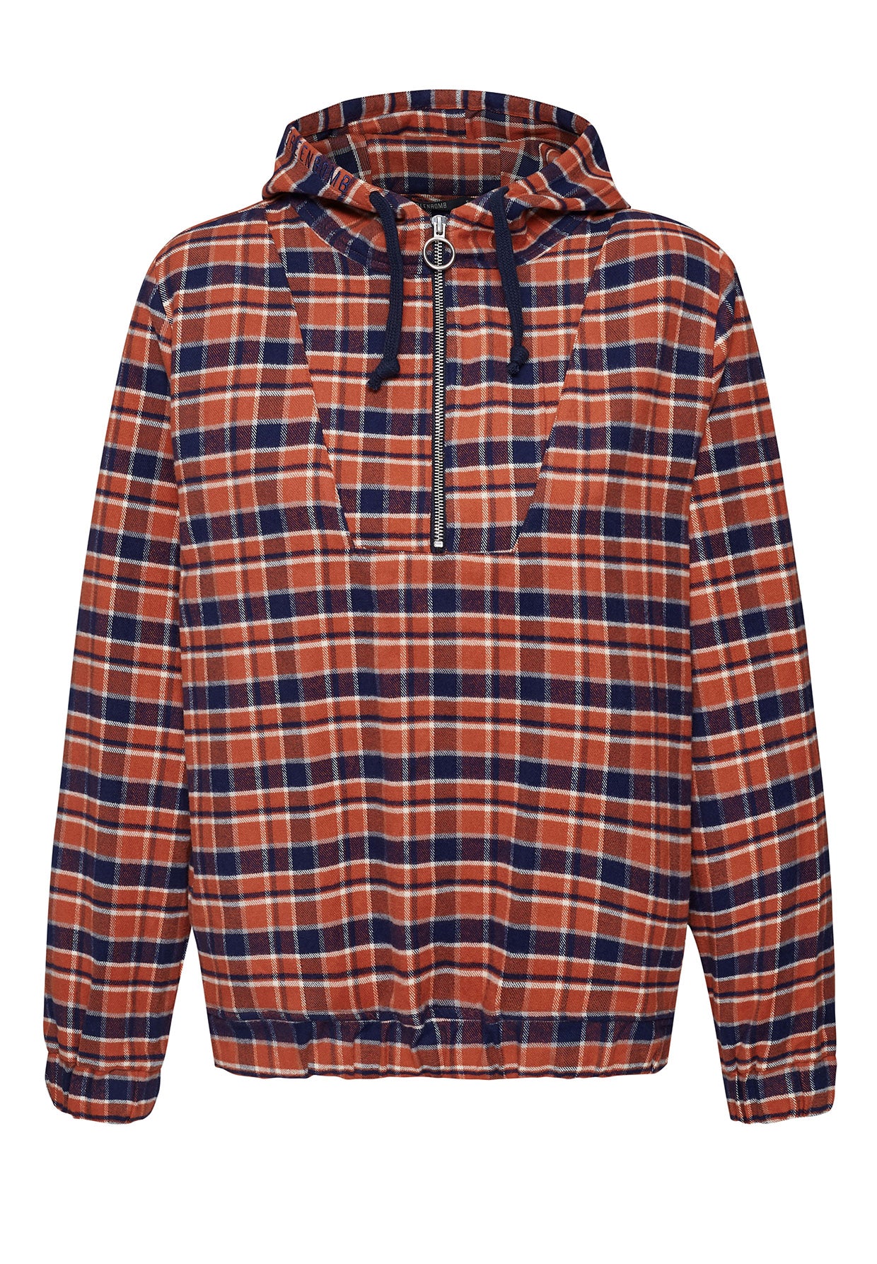 Burned Orange Check: Lässiger Half-Zip aus Bio-Baumwolle für Herren [7925]