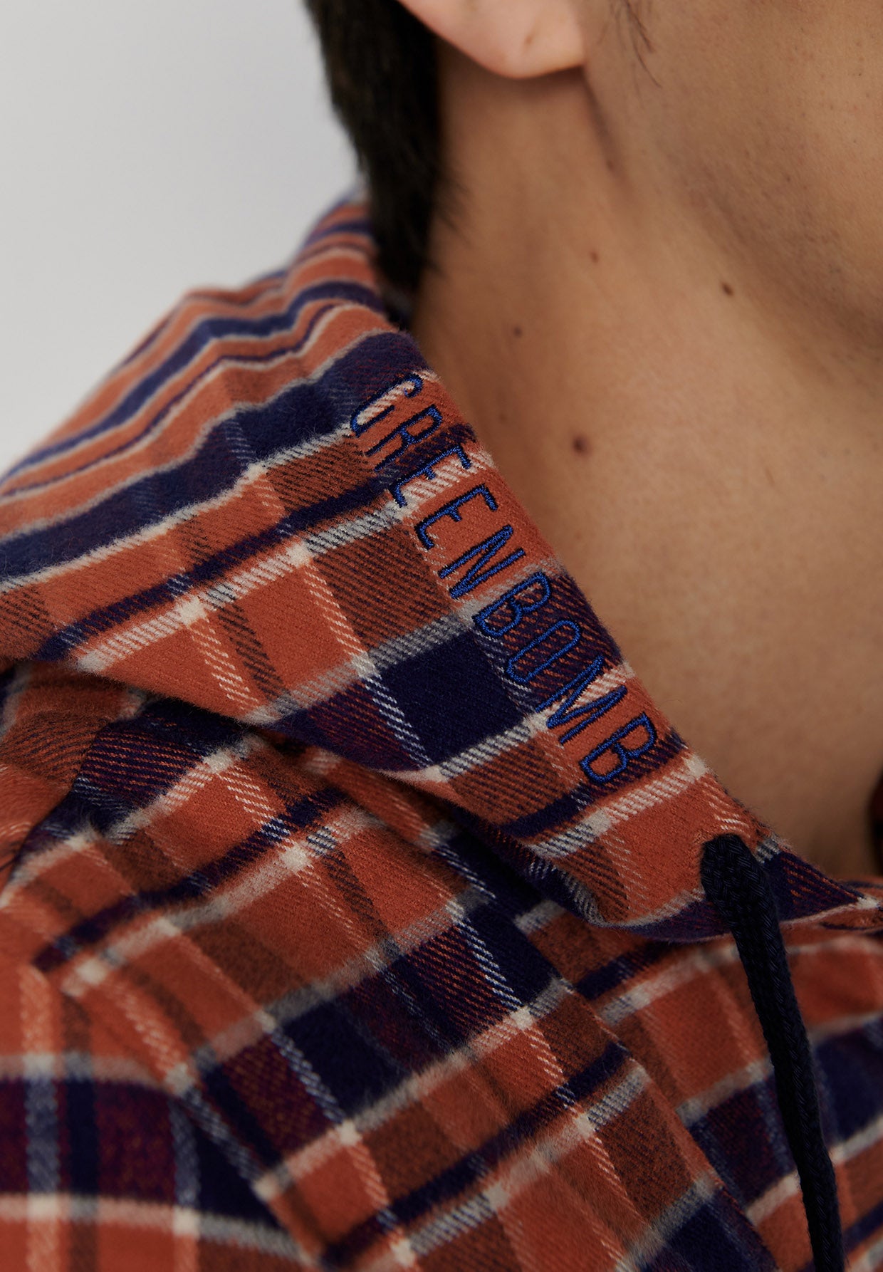 Burned Orange Check: Lässiger Half-Zip aus Bio-Baumwolle für Herren [7928]