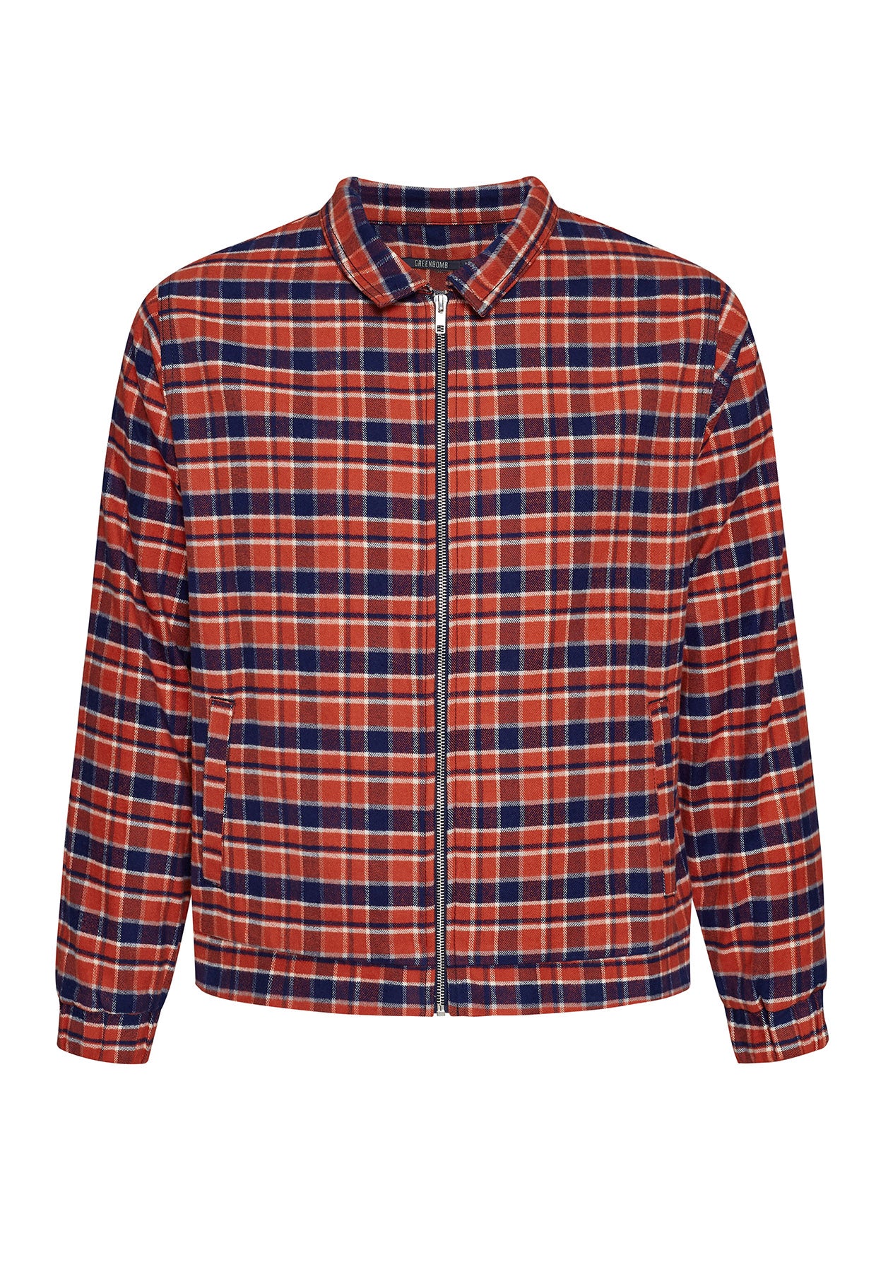 Burned Orange Check: Lässige Jacke aus Bio-Baumwolle für Herren [7931]