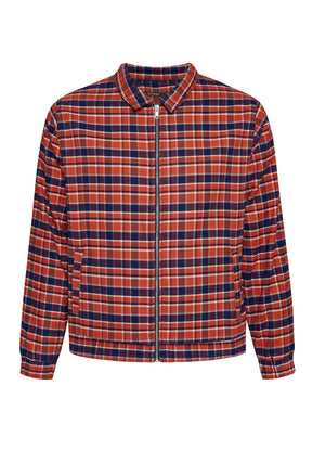 Burned Orange Check: Lässige Jacke aus Bio-Baumwolle für Herren [7931]