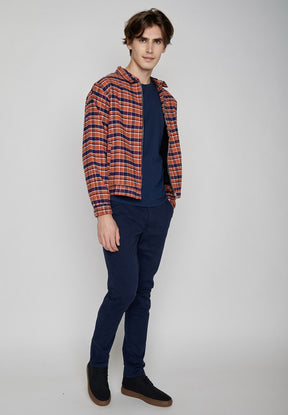 Burned Orange Check: Lässige Jacke aus Bio-Baumwolle für Herren [7932]