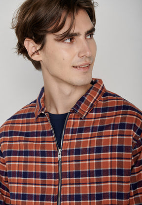 Burned Orange Check: Lässige Jacke aus Bio-Baumwolle für Herren [7934]