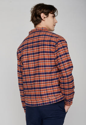 Burned Orange Check: Lässige Jacke aus Bio-Baumwolle für Herren [7935]