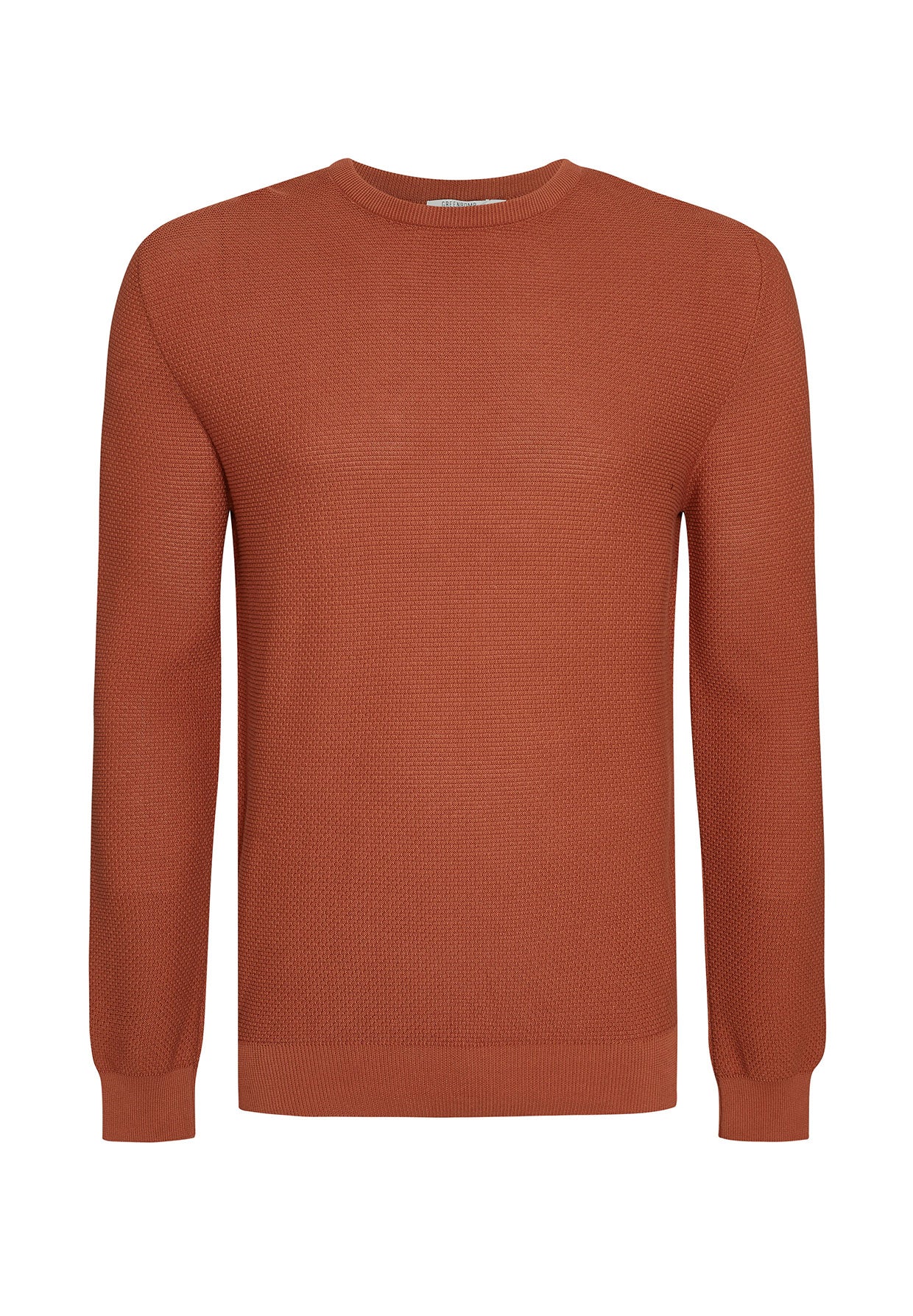 Burned Orange: Lässiger Strickpullover aus Bio-Baumwolle für Herren [7953]