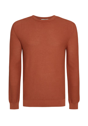 Burned Orange: Lässiger Strickpullover aus Bio-Baumwolle für Herren [7953]