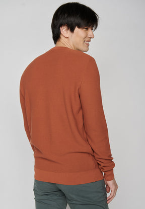 Burned Orange: Lässiger Strickpullover aus Bio-Baumwolle für Herren [7957]