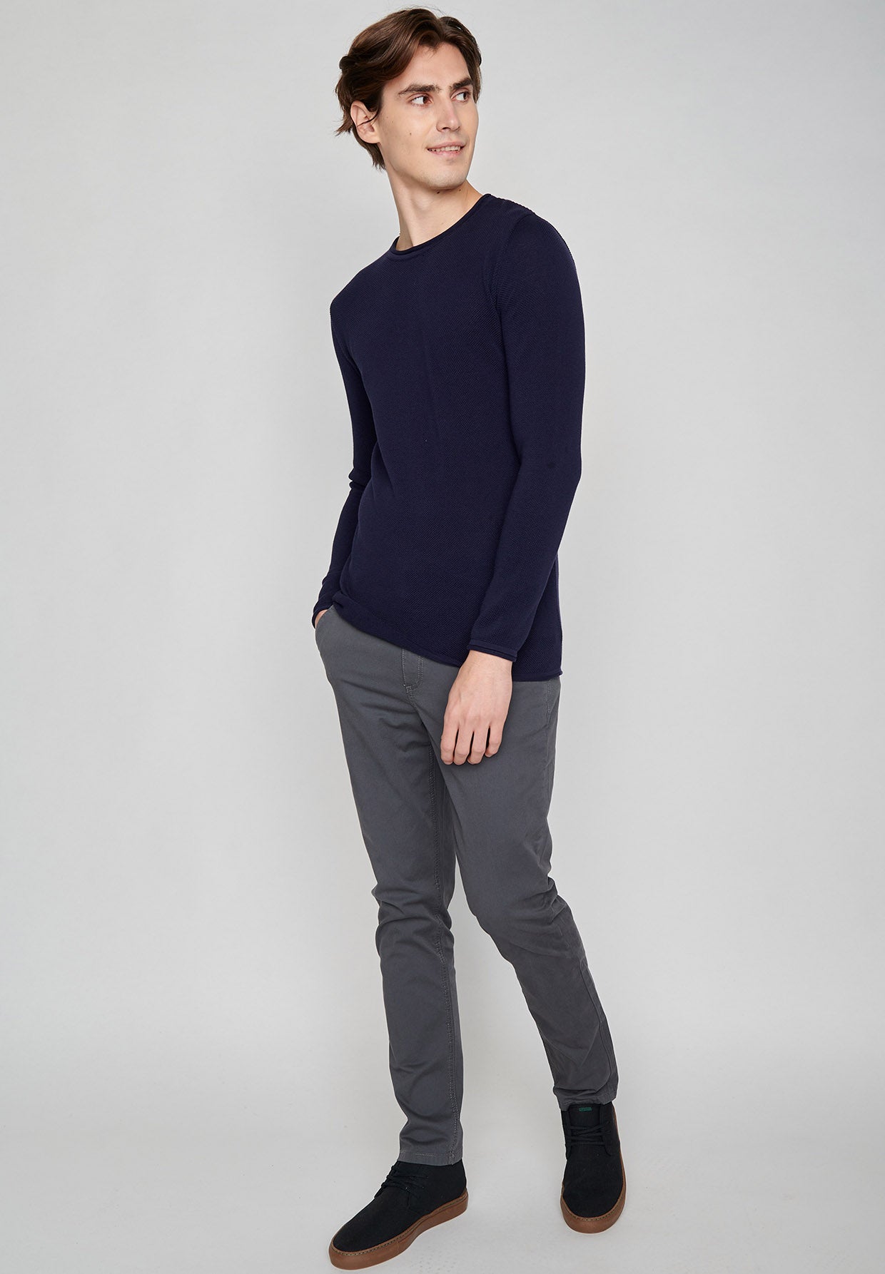 Blau:  Elegantes Sweatshirt aus Bio-Baumwolle für Herren [7964]