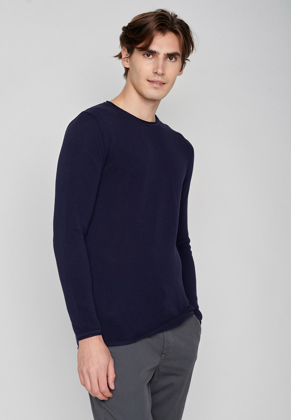 Blau:  Elegantes Sweatshirt aus Bio-Baumwolle für Herren [7965]
