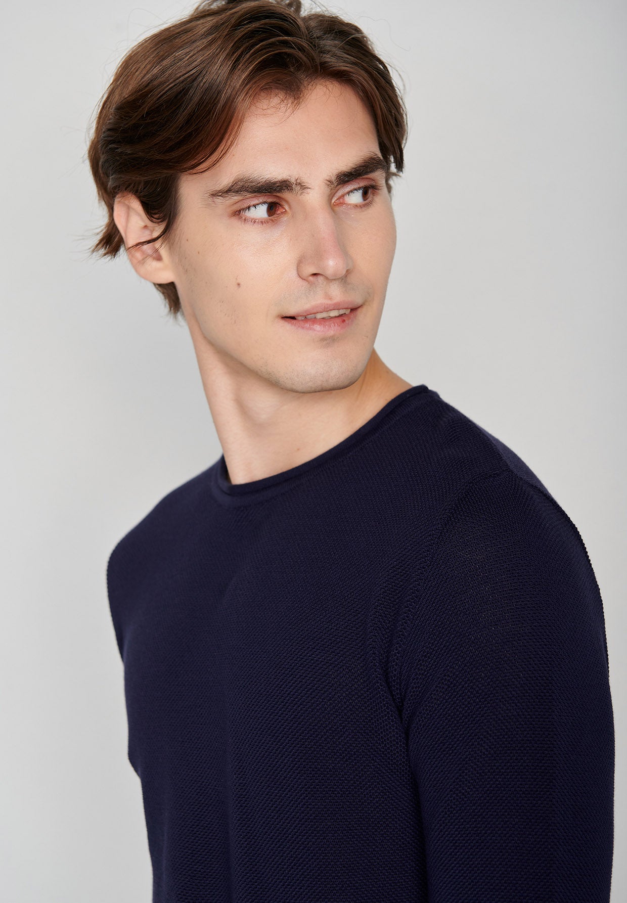 Blau:  Elegantes Sweatshirt aus Bio-Baumwolle für Herren [7966]