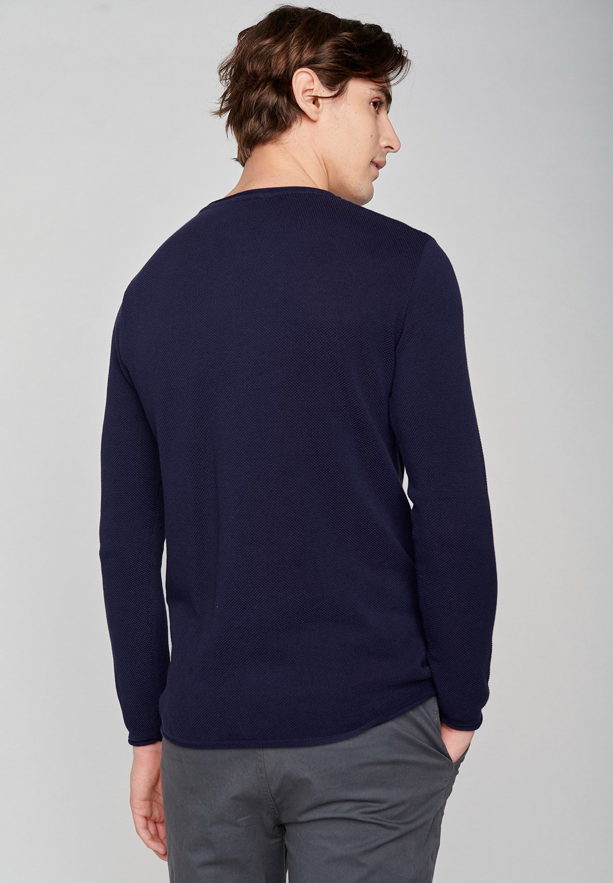 Blau:  Elegantes Sweatshirt aus Bio-Baumwolle für Herren [7967]