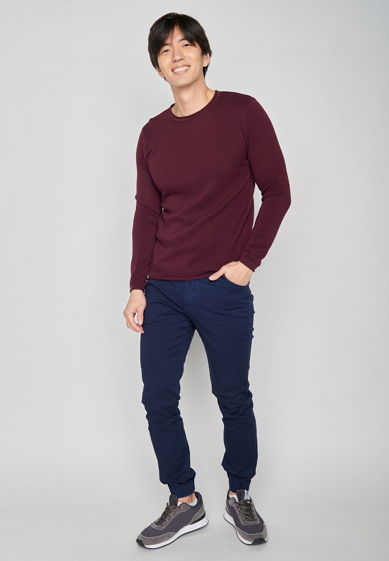 Rot:  Elegantes Sweatshirt aus Bio-Baumwolle für Herren [7969]