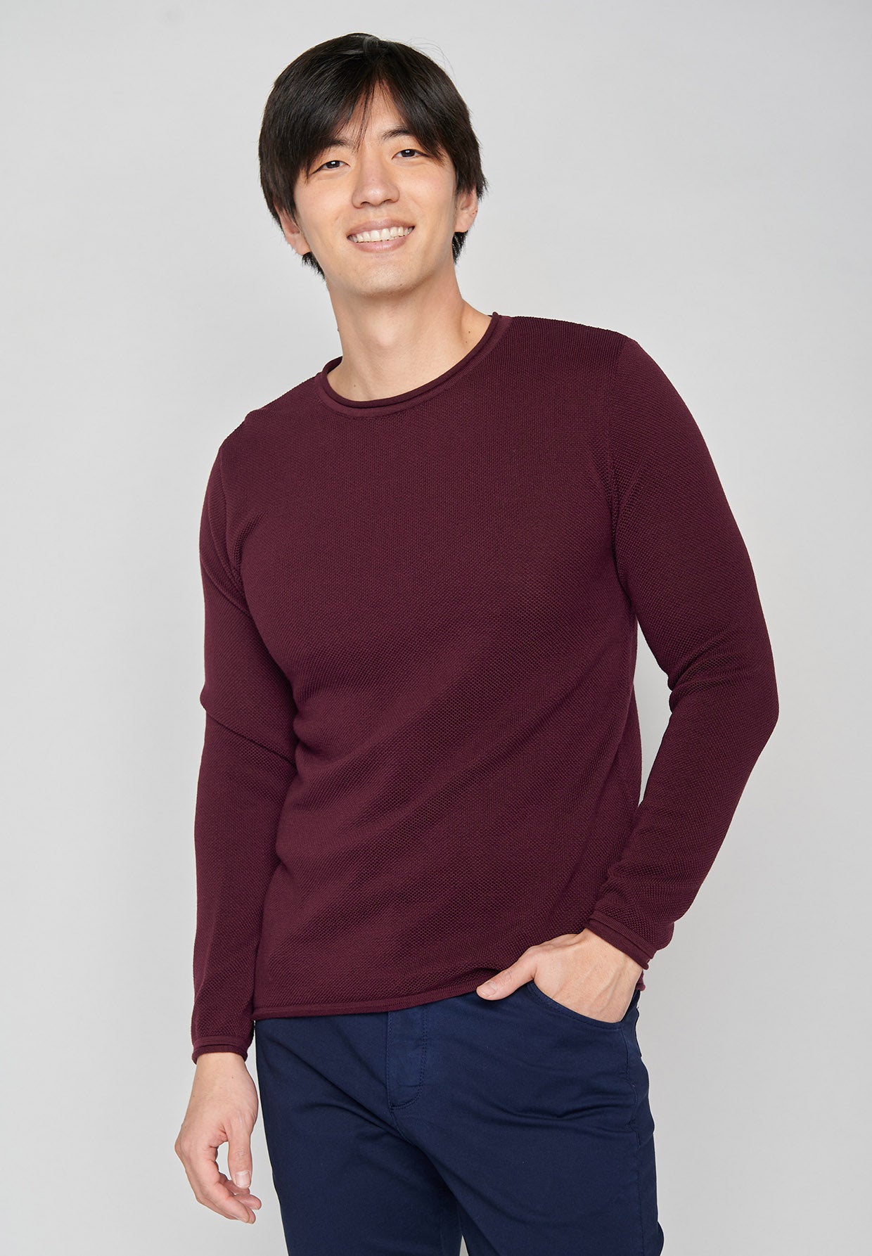Rot:  Elegantes Sweatshirt aus Bio-Baumwolle für Herren [7970]