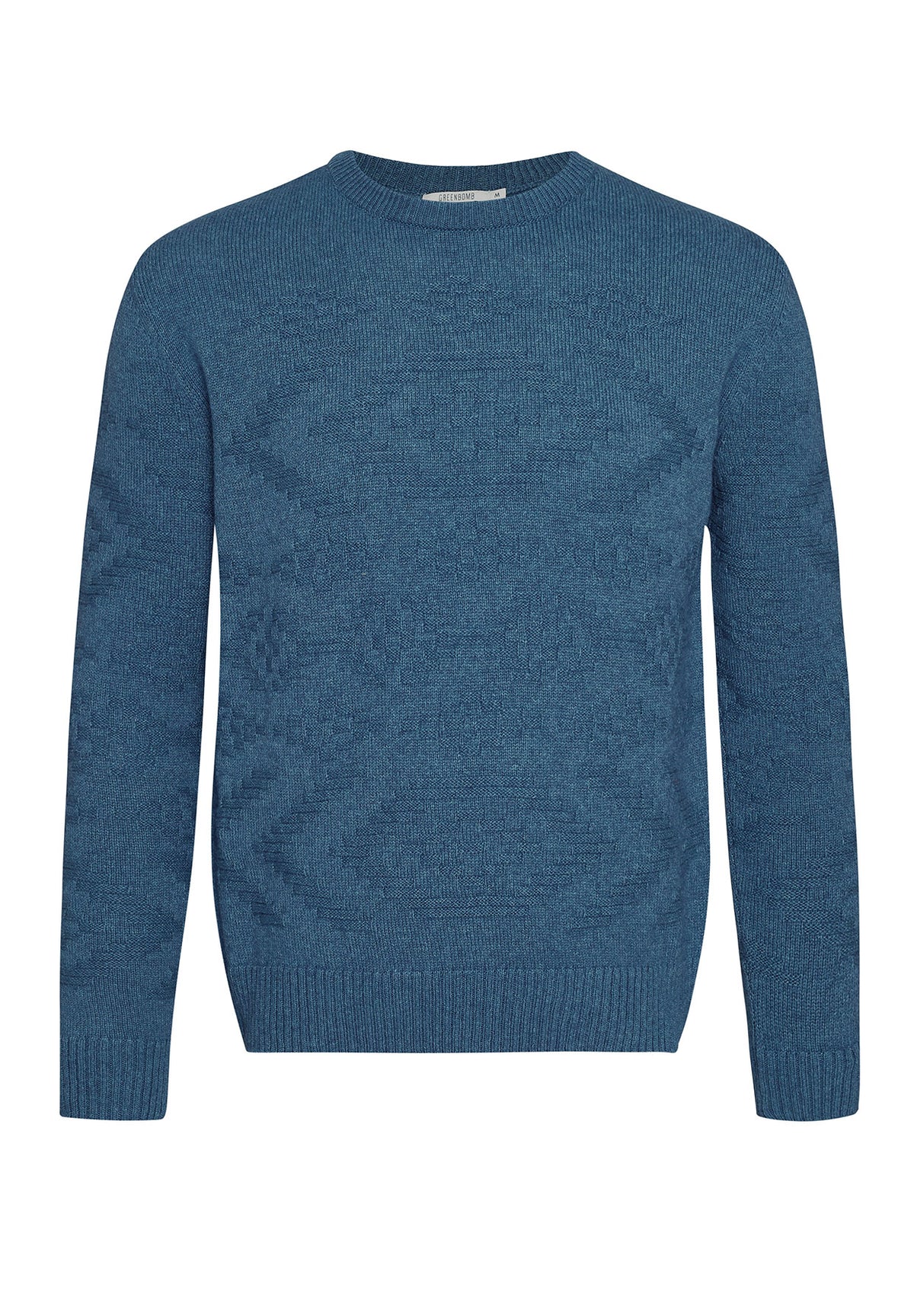 Frost Blue: Eleganter Strickpullover aus Wolle und Bio-Baumwole für Herren [7973]