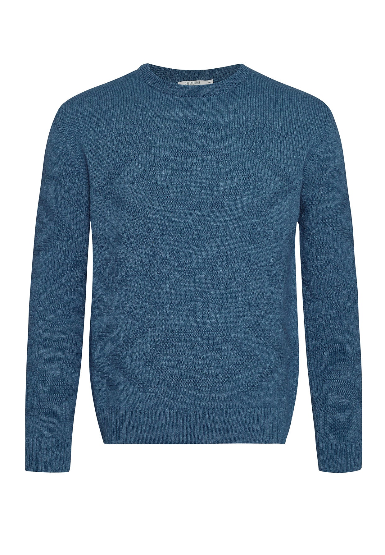 Frost Blue: Eleganter Strickpullover aus Wolle und Bio-Baumwole für Herren [7973]