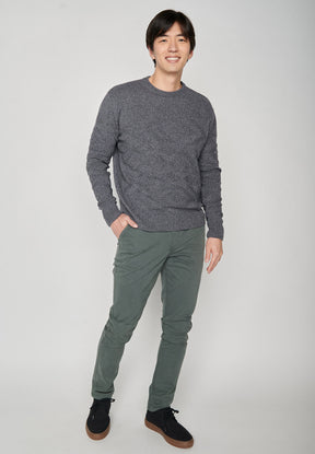 Atlantic Grey: Eleganter Strickpullover aus Wolle und Bio-Baumwole für Herren [7986]