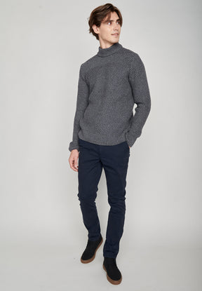 Atlantic Grey: Gemütlicher Strickpullover aus Woll Mix für Herren [7992]