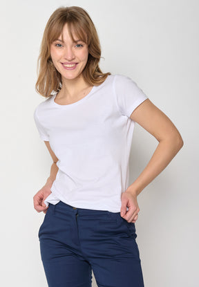 Blauer Lässiges T-Shirt aus Bio-Baumwolle für Damen (7)