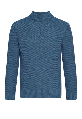 Frost Blue: Gemütlicher Strickpullover aus Woll Mix für Herren [8001]