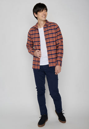 Burned Orange Check: Lässiges Hemd aus Bio-Baumwolle für Herren [8034]