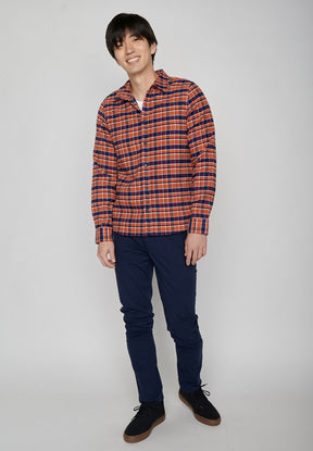 Burned Orange Check: Lässiges Hemd aus Bio-Baumwolle für Herren [8035]