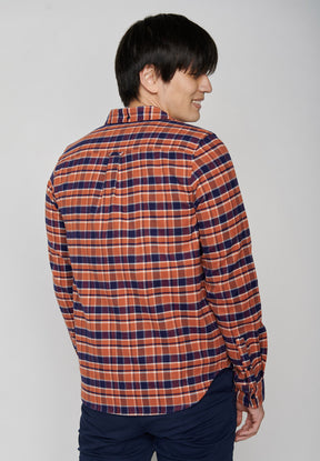 Burned Orange Check: Lässiges Hemd aus Bio-Baumwolle für Herren [8039]