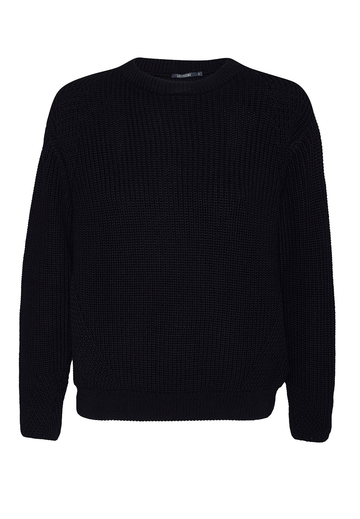 Schwarz:  Gemütlicher Strickpullover aus Bio-Baumwolle für Damen [8098]