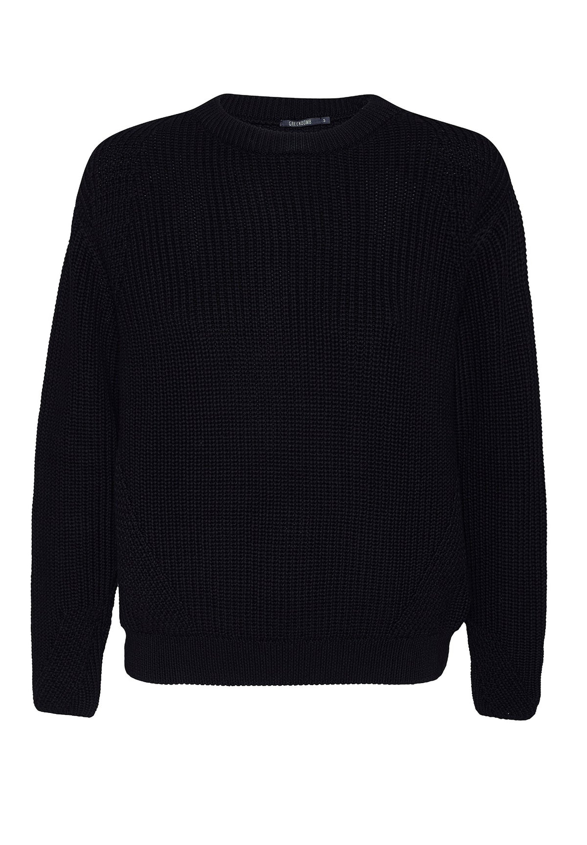 Black: Gemütlicher Strickpullover aus Bio-Baumwolle für Damen [8098]